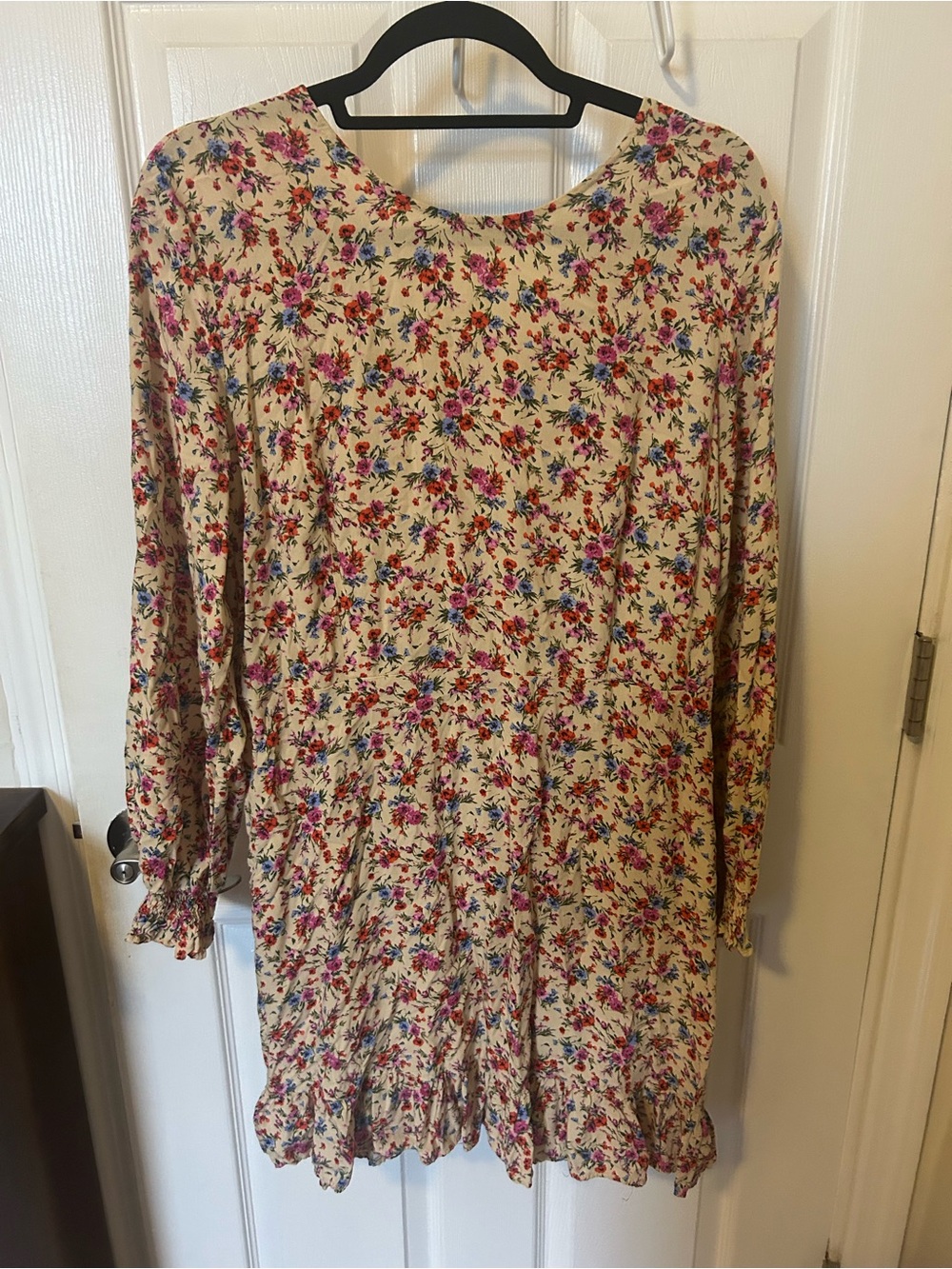 ASOS Cream Mini Dress with Pink & Blue Floral Print